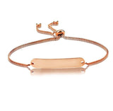 Load image into Gallery viewer, Custom Bar Bracelet with Adjustable Chain - Bracelet - Rose Gold